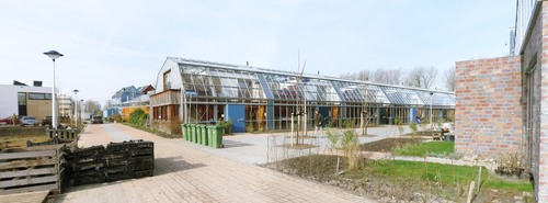 Greenhouse residences, EVA Lanxmeer, Culemborg, the Netherlands panorama photograph